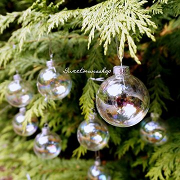Christbaumkugeln 12 Stück, durchscheinend, runde Weihnachtsbaumkugeln aus Glas, Baumschmuck, 6 cm - 5