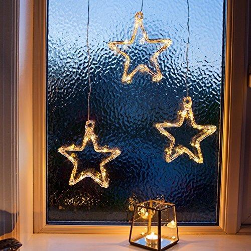 Lights4fun LED Stern Fensterdeko Weihnachtsdeko Timer Batteriebetrieb