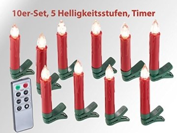 Lunartec Baumkerzen: 30er-Set LED-Weihnachtsbaum-Kerzen mit IR-Fernbedienung, rot (Kabellose Christbaumkerzen) - 6