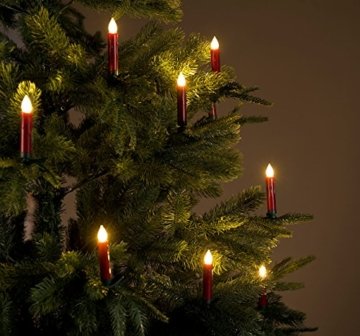 Lunartec Baumkerzen: 30er-Set LED-Weihnachtsbaum-Kerzen mit IR-Fernbedienung, rot (Kabellose Christbaumkerzen) - 8