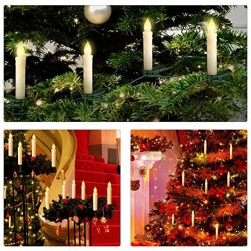 VINGO 30er LED Weihnachtskerzen mit Fernbedienung Kabellos Warmweiß Kerzen Dimmbar Christbaumkerzen für Weihnachtsbaum，Christbaumsdeko - 5
