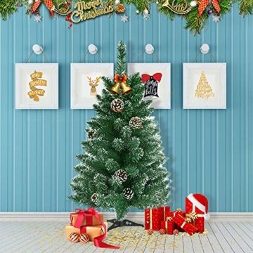 LARS360 90cm Künstlicher Weihnachtsbaum 3ft Christbaum Tannenbaum Grüne PVC mit Schnee-Effekt inkl. Ständer Künstliche Tanne mit Klappsystem Für Aussen Weihnachtsdeko Innen - 4