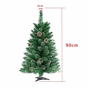 LARS360 90cm Künstlicher Weihnachtsbaum 3ft Christbaum Tannenbaum Grüne PVC mit Schnee-Effekt inkl. Ständer Künstliche Tanne mit Klappsystem Für Aussen Weihnachtsdeko Innen - 6