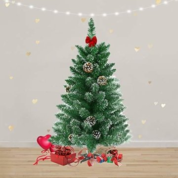 LARS360 90cm Künstlicher Weihnachtsbaum 3ft Christbaum Tannenbaum Grüne PVC mit Schnee-Effekt inkl. Ständer Künstliche Tanne mit Klappsystem Für Aussen Weihnachtsdeko Innen - 7