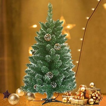 LARS360 90cm Künstlicher Weihnachtsbaum 3ft Christbaum Tannenbaum Grüne PVC mit Schnee-Effekt inkl. Ständer Künstliche Tanne mit Klappsystem Für Aussen Weihnachtsdeko Innen - 8