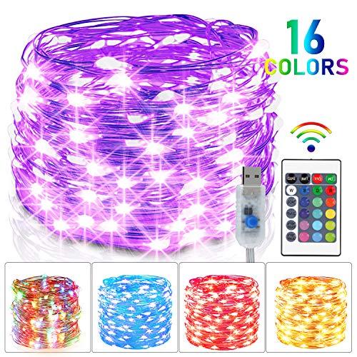 LED Bunt Lichterkette Innen, 16 Farben 10M 100 LED USB Kupferdraht