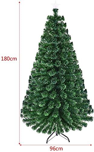 RELAX4LIFE 150/180/210cm Künstlicher Weihnachtsbaum, Tannenbaum mit LED-Leuchten & Glasfasern (8 Beleuchtungsmodi & 6 Farben), Christbaum mit Metallständer & Sternspitze, Christbaum grün (180cm) - 5