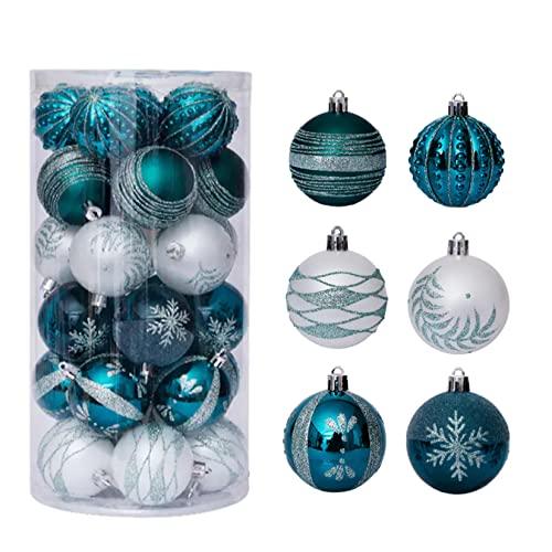 GothicBride 30 Stück Weihnachtskugeln Weihnachtsdeko Set Blau und Weiß