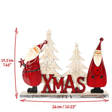 COM-FOUR® Dekorativer Aufsteller für Weihnachten - Weihnachtsmann aus Holz lackiert - Premium Weihnachtsdekoration zum Hinstellen (01 Stück - Weihnachtsmänner 26cm) - 5