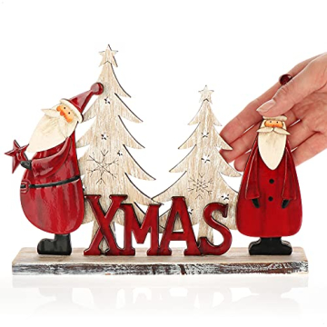 COM-FOUR® Dekorativer Aufsteller für Weihnachten - Weihnachtsmann aus Holz lackiert - Premium Weihnachtsdekoration zum Hinstellen (01 Stück - Weihnachtsmänner 26cm) - 6