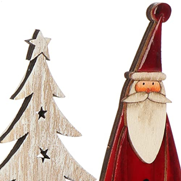 COM-FOUR® Dekorativer Aufsteller für Weihnachten - Weihnachtsmann aus Holz lackiert - Premium Weihnachtsdekoration zum Hinstellen (01 Stück - Weihnachtsmänner 26cm) - 7