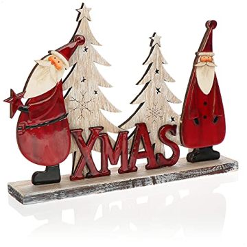 COM-FOUR® Dekorativer Aufsteller für Weihnachten - Weihnachtsmann aus Holz lackiert - Premium Weihnachtsdekoration zum Hinstellen (01 Stück - Weihnachtsmänner 26cm) - 8