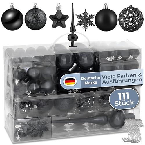 cosia Weihnachtskugeln Schwarz Set 111 Stück Weihnachtskugeln